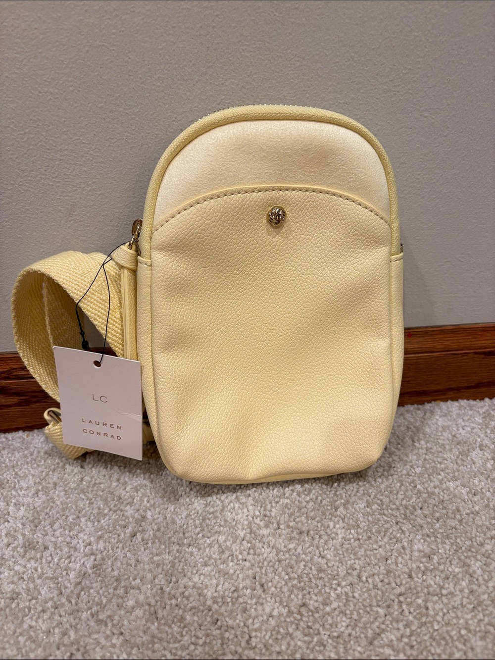 LC Lauren Conrad Soft Yellow May Sling Crossbody NWT Vegan Leather